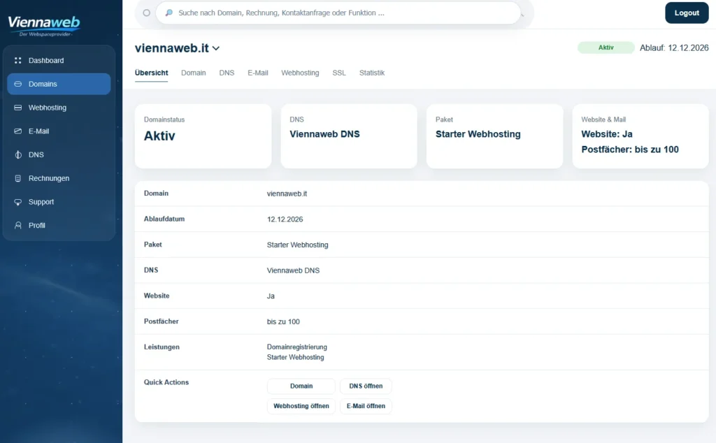 Email Tutorial im Admin-Bereich Domain auswaehlen Bild2
