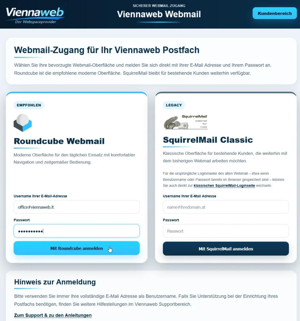 Email Tutorial ins Webmail einloggen Bild6