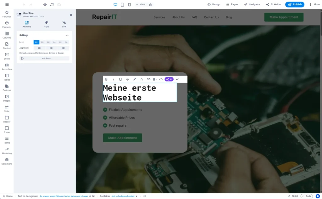 Webseite Baukasten Tutorial Bild 5