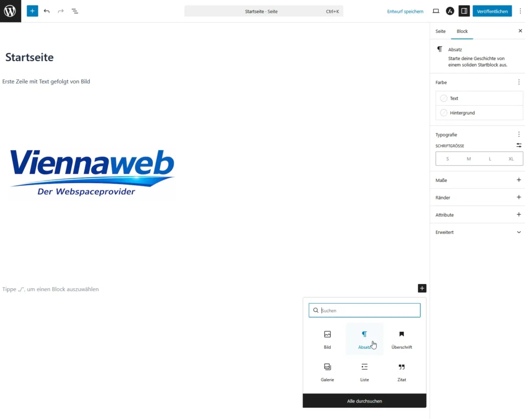 Wordpress Tutorial Absatz einfügen