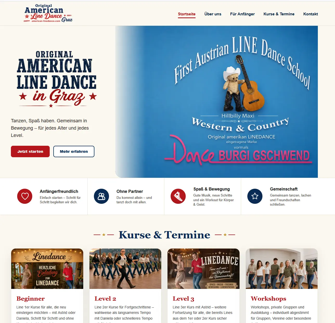 Fertige Website von American Linedance