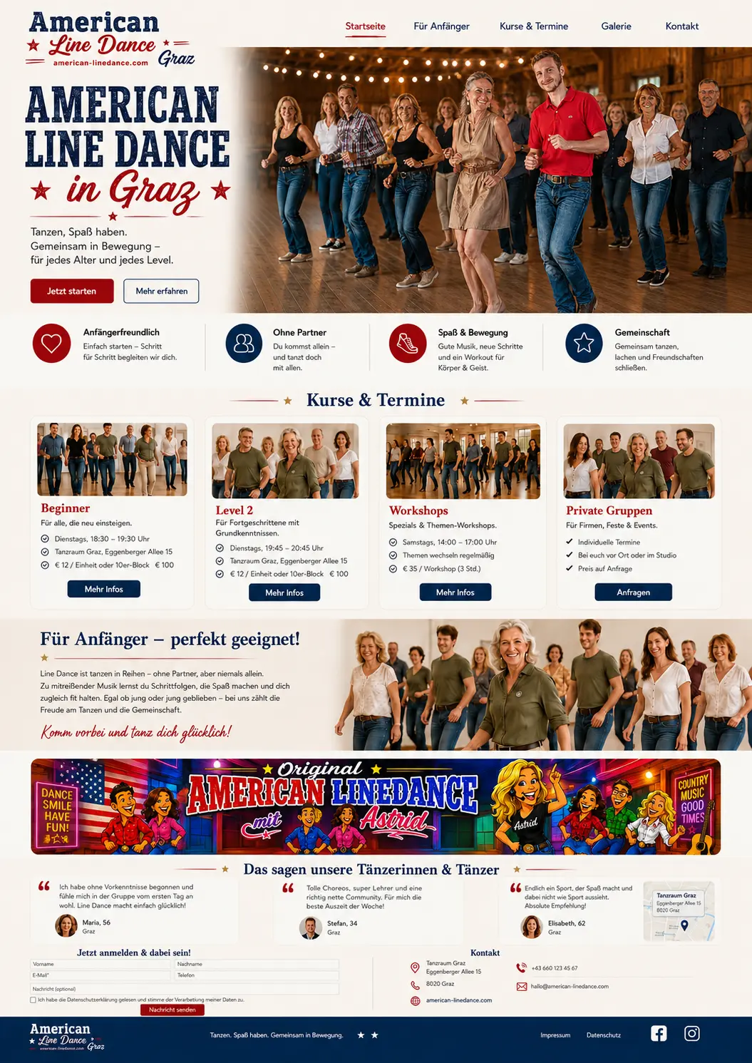 Zwischenstand während der Umsetzung der American-Linedance-Website