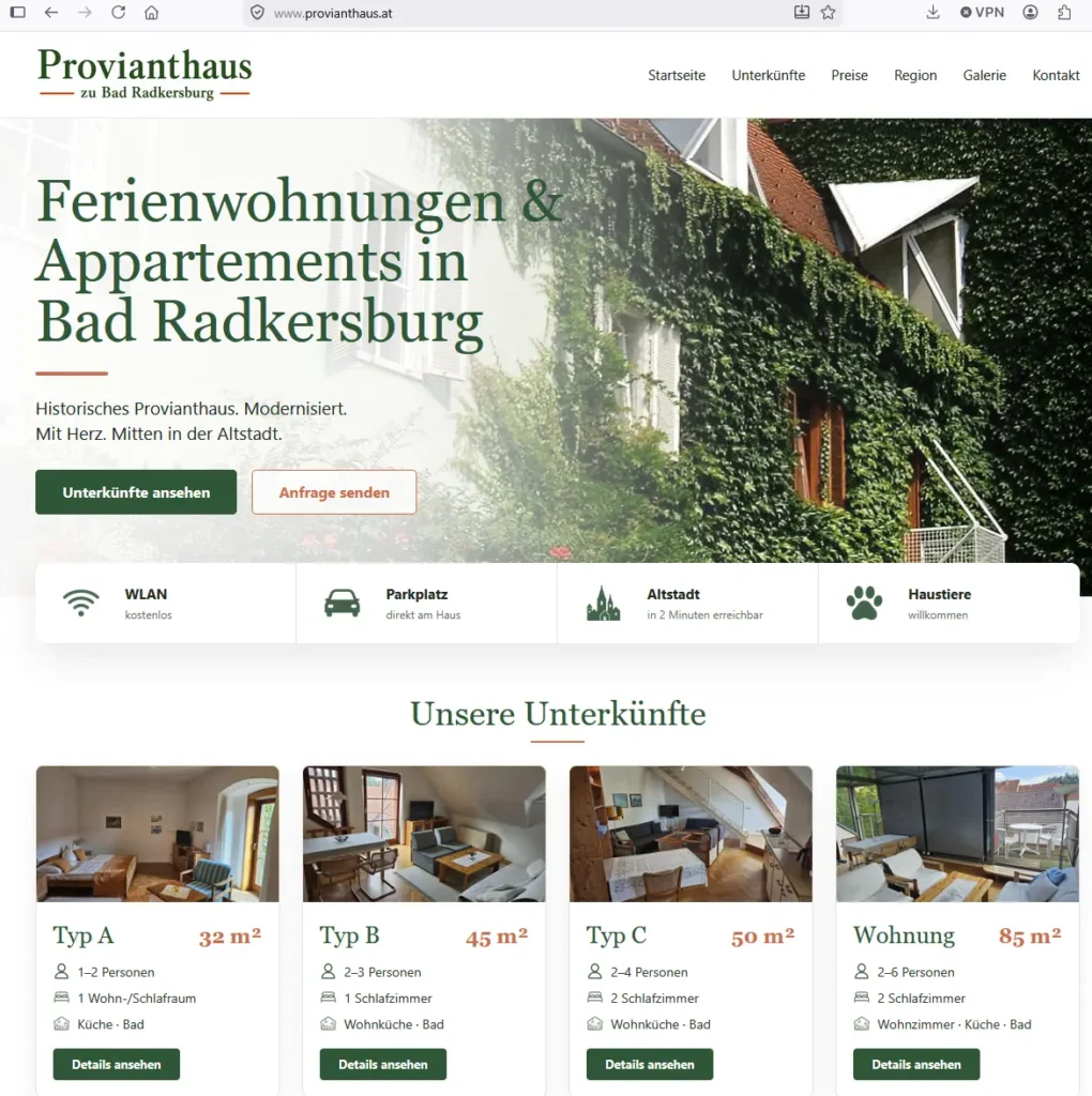 Neue responsive Website des Provianthauses